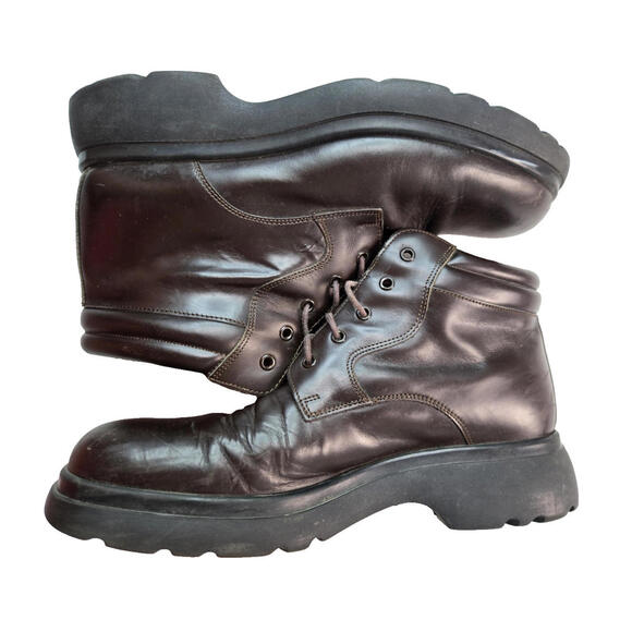 Banana Republic Italy Brown Leather Lace Up Boots Shoes Mens Size 12 - Picture 1 of 13